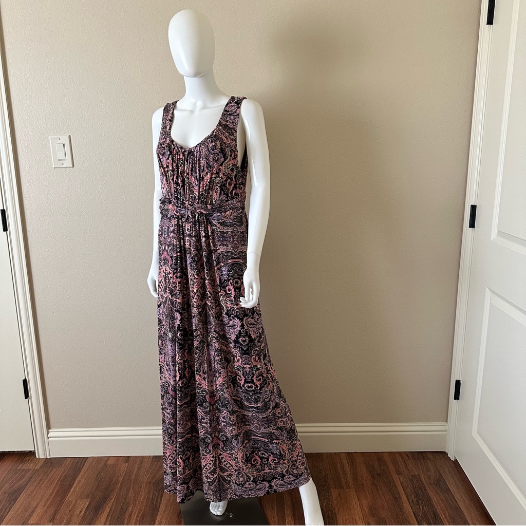 Soma Dress Size Xl Multicolor, Bohemian Baroque Design Red Burgundy Full Length